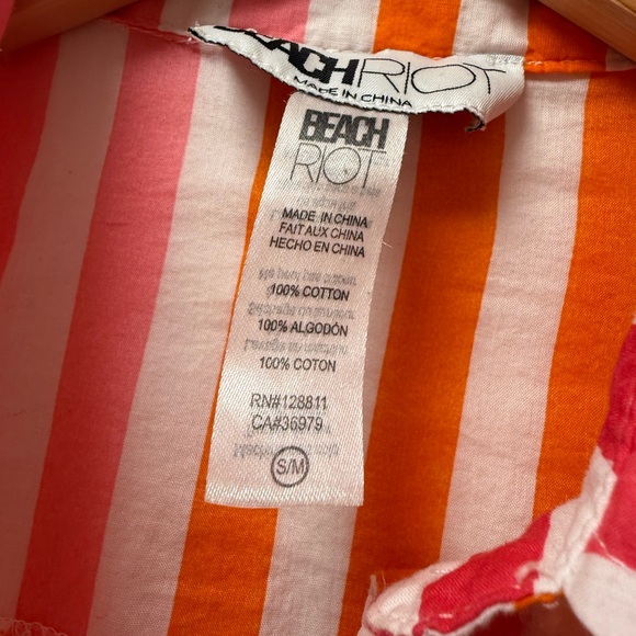 BEACH RIOT Revolve 100% Cotton "Sunset Stripes" Button Down Shirt Coverup Small - Picture 3 of 5